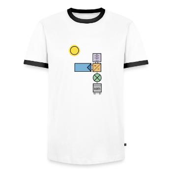 Photovoltaiksystem - Männer Kontrast-T-Shirt - Weiß/Schwarz - Vorne - AI Model Female 172 light (172cm) & AI Model Male 178 dark (178cm)