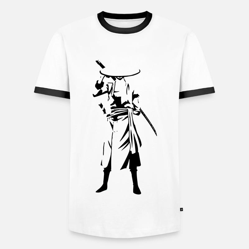 Samurai2 - Männer Kontrast-T-Shirt - Weiß/Schwarz