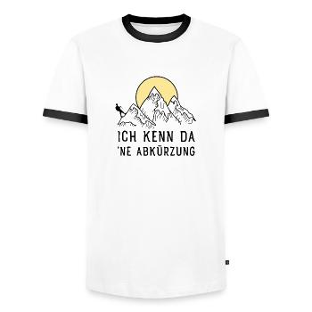 Ich Kenn Da Ne Abkürzung - Wandern Berge Retro - Männer Kontrast-T-Shirt - Weiß/Schwarz - Vorne - AI Model Female 172 light (172cm) & AI Model Male 178 dark (178cm)