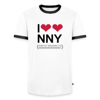 I love New New York - Männer Kontrast-T-Shirt - Weiß/Schwarz - Vorne - AI Model Female 172 light (172cm) & AI Model Male 178 dark (178cm)