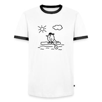 Aviron au soleil - Un - T-shirt contrasté Homme - blanc/noir - Devant - AI Model Female 172 light (172cm) & AI Model Male 178 dark (178cm)
