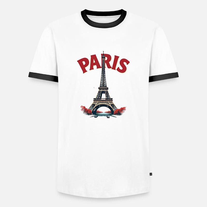 Eiffelturm, Paris, Retro - Männer Kontrast-T-Shirt - Weiß/Schwarz
