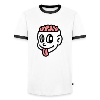 Crazy boy - brain - Men's Ringer Shirt - white/black - Front - AI Model Female 172 light (172cm) & AI Model Male 178 dark (178cm)
