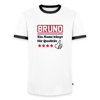 bruno - Männer Kontrast-T-Shirt - Weiß/Schwarz - Vorne - AI Model Female 172 light (172cm) & AI Model Male 178 dark (178cm)