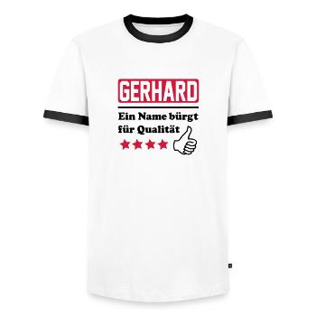 Gerhard - T-shirt contrasté Homme - blanc/noir - Devant - AI Model Female 172 light (172cm) & AI Model Male 178 dark (178cm)