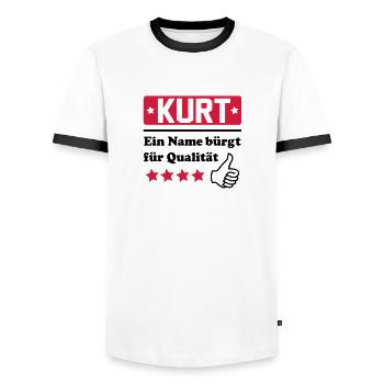 kurt - Männer Kontrast-T-Shirt - Weiß/Schwarz - Vorne - AI Model Female 172 light (172cm) & AI Model Male 178 dark (178cm)