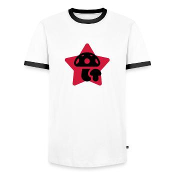Chasse aux champignons / Champignon / Cueillette - T-shirt contrasté Homme - blanc/noir - Devant - AI Model Female 172 light (172cm) & AI Model Male 178 dark (178cm)