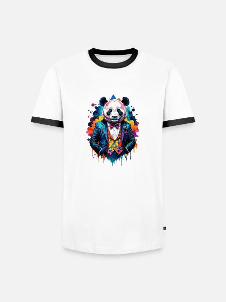 Panda in a suit - Men's Ringer Shirt - white/black