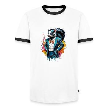 Skunk in a suit - Men's Ringer Shirt - white/black - Front - AI Model Female 172 light (172cm) & AI Model Male 178 dark (178cm)