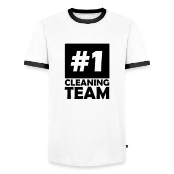 number one cleaning team - Men's Ringer Shirt - white/black - Front - AI Model Female 172 light (172cm) & AI Model Male 178 dark (178cm)