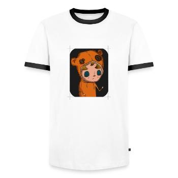 KOZY Pill - (punktierte) - Männer Kontrast-T-Shirt - Weiß/Schwarz - Vorne - AI Model Female 172 light (172cm) & AI Model Male 178 dark (178cm)