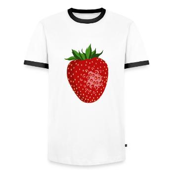 RED FRAISE - Les fraises sont GEIL - T-shirt contrasté Homme - blanc/noir - Devant - AI Model Female 172 light (172cm) & AI Model Male 178 dark (178cm)