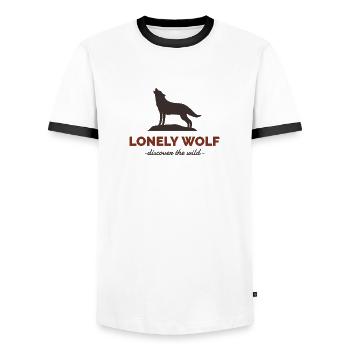 Loup solitaire - T-shirt contrasté Homme - blanc/noir - Devant - AI Model Female 172 light (172cm) & AI Model Male 178 dark (178cm)