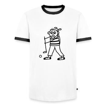 Golf Spieler - Golfer - Männer Kontrast-T-Shirt - Weiß/Schwarz - Vorne - AI Model Female 172 light (172cm) & AI Model Male 178 dark (178cm)