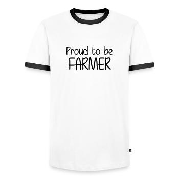 Proud to be Farmer - T-shirt contrasté Homme - blanc/noir - Devant - AI Model Female 172 light (172cm) & AI Model Male 178 dark (178cm)