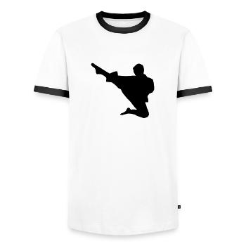 Karate - Kung Fu - Thai Boxen - Taekwondo - Männer Kontrast-T-Shirt - Weiß/Schwarz - Vorne - AI Model Female 172 light (172cm) & AI Model Male 178 dark (178cm)