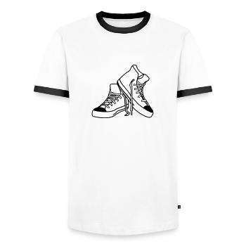 chaussures fraîches - T-shirt contrasté Homme - blanc/noir - Devant - AI Model Female 172 light (172cm) & AI Model Male 178 dark (178cm)