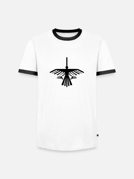 Nazca-Geoglyphen-Adler-Kolibri - Männer Kontrast-T-Shirt - Weiß/Schwarz