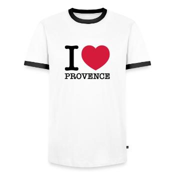 Ich liebe die Provence - Männer Kontrast-T-Shirt - Weiß/Schwarz - Vorne - AI Model Female 172 light (172cm) & AI Model Male 178 dark (178cm)