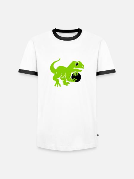 bowling dino (3c) - Men's Ringer Shirt - white/black