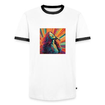 Sängerin Musik - Männer Kontrast-T-Shirt - Weiß/Schwarz - Vorne - AI Model Female 172 light (172cm) & AI Model Male 178 dark (178cm)
