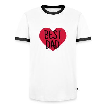 Dad - Daddy - Papa - Baby - Birth - Father - Vati - Men's Ringer Shirt - white/black - Front - AI Model Female 172 light (172cm) & AI Model Male 178 dark (178cm)