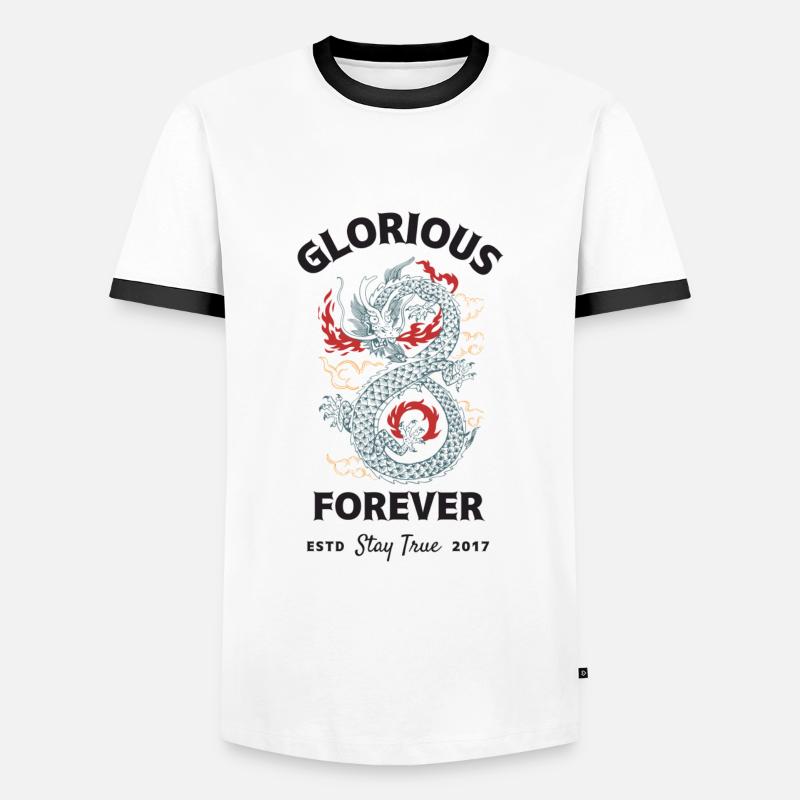 Glorious Forever_Dragon - Men's Ringer Shirt - white/black