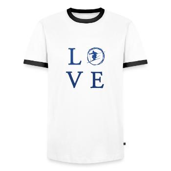 Skifahren Love Ski - Männer Kontrast-T-Shirt - Weiß/Schwarz - Vorne - AI Model Female 172 light (172cm) & AI Model Male 178 dark (178cm)