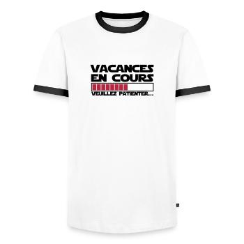 vacances EN COURS - T-shirt contrasté Homme - blanc/noir - Devant - AI Model Female 172 light (172cm) & AI Model Male 178 dark (178cm)