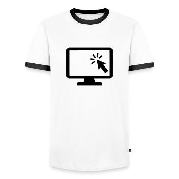 Ordinateur - T-shirt contrasté Homme - blanc/noir - Devant - AI Model Female 172 light (172cm) & AI Model Male 178 dark (178cm)
