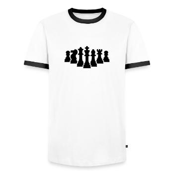 Schach - Männer Kontrast-T-Shirt - Weiß/Schwarz - Vorne - AI Model Female 172 light (172cm) & AI Model Male 178 dark (178cm)