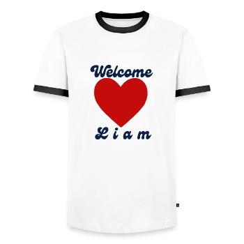 Welcome Liam - Männer Kontrast-T-Shirt - Weiß/Schwarz - Vorne - AI Model Female 172 light (172cm) & AI Model Male 178 dark (178cm)