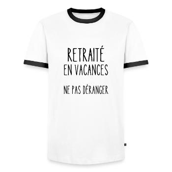 retraité en vacances - T-shirt contrasté Homme - blanc/noir - Devant - AI Model Female 172 light (172cm) & AI Model Male 178 dark (178cm)