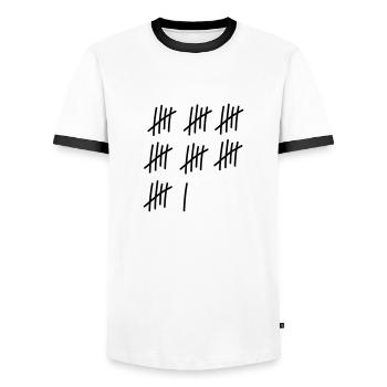 36 strokes / / 36 times / / Birthday / / gift - Men's Ringer Shirt - white/black - Front - AI Model Female 172 light (172cm) & AI Model Male 178 dark (178cm)