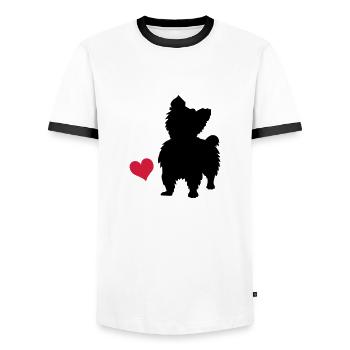 Yorkshire Terrier - Men's Ringer Shirt - white/black - Front - AI Model Female 172 light (172cm) & AI Model Male 178 dark (178cm)