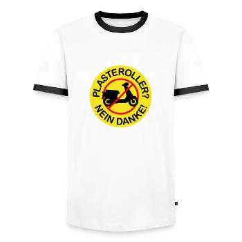Plasteroller? Nein Danke! (3-farbig) - Männer Kontrast-T-Shirt - Weiß/Schwarz - Vorne - AI Model Female 172 light (172cm) & AI Model Male 178 dark (178cm)