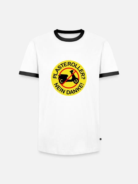 Plasteroller? Nein Danke! (3-farbig) - Männer Kontrast-T-Shirt - Weiß/Schwarz