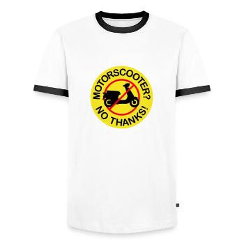 Motor Scooter? No Thanks! (3-color) - Men's Ringer Shirt - white/black - Front - AI Model Female 172 light (172cm) & AI Model Male 178 dark (178cm)