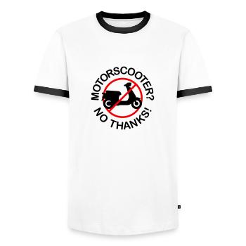 Motor Scooter? No Thanks! (2-colored) - Men's Ringer Shirt - white/black - Front - AI Model Female 172 light (172cm) & AI Model Male 178 dark (178cm)