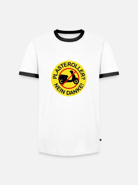Plasteroller? Nein Danke! (3-farbig) - Männer Kontrast-T-Shirt - Weiß/Schwarz