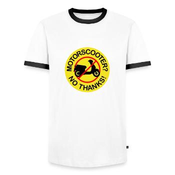 Motor Scooter? No Thanks! (3-color) - Men's Ringer Shirt - white/black - Front - AI Model Female 172 light (172cm) & AI Model Male 178 dark (178cm)