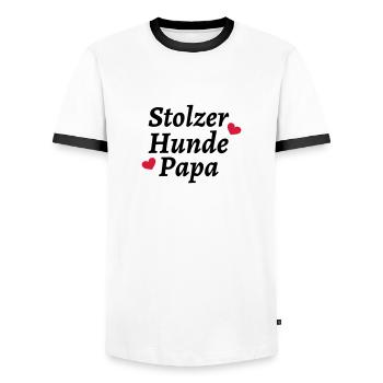 Stolzer Hunde Papa - Männer Kontrast-T-Shirt - Weiß/Schwarz - Vorne - AI Model Female 172 light (172cm) & AI Model Male 178 dark (178cm)