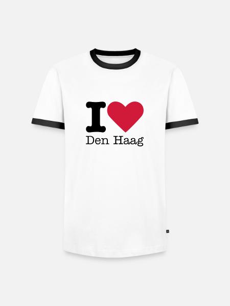 I Love Den Haag - Mannen contrastshirt - wit/zwart