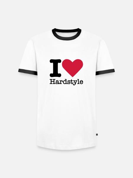 I Love Hardstyle - Männer Kontrast-T-Shirt - Weiß/Schwarz