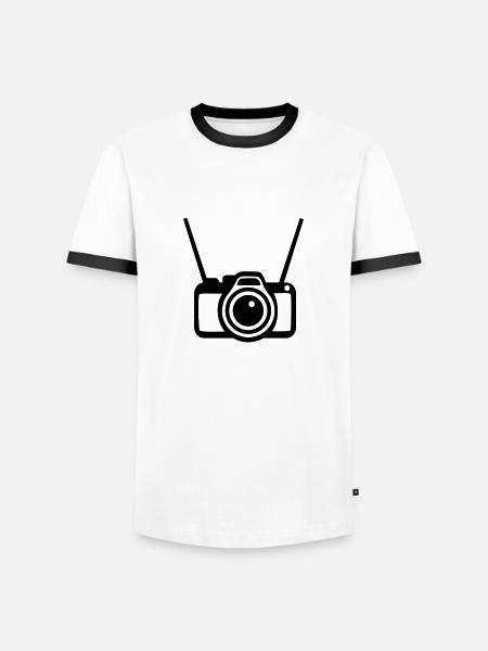 Kamera - Männer Kontrast-T-Shirt - Weiß/Schwarz