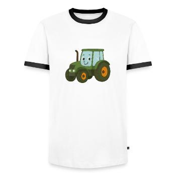 Traktor - Männer Kontrast-T-Shirt - Weiß/Schwarz - Vorne - AI Model Female 172 light (172cm) & AI Model Male 178 dark (178cm)