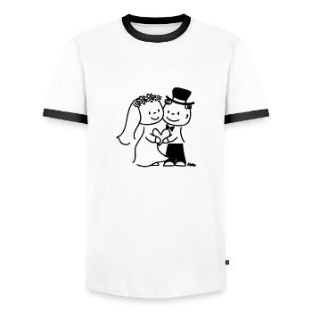 Brautpaar - Männer Kontrast-T-Shirt - Weiß/Schwarz - Vorne - AI Model Female 172 light (172cm) & AI Model Male 178 dark (178cm)