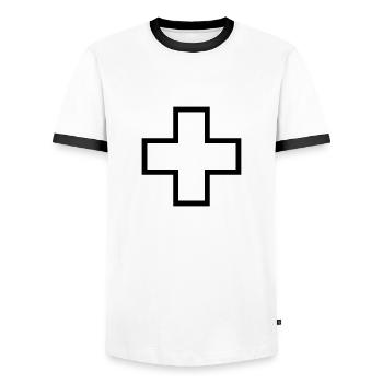 Cross Borader - Männer Kontrast-T-Shirt - Weiß/Schwarz - Vorne - AI Model Female 172 light (172cm) & AI Model Male 178 dark (178cm)