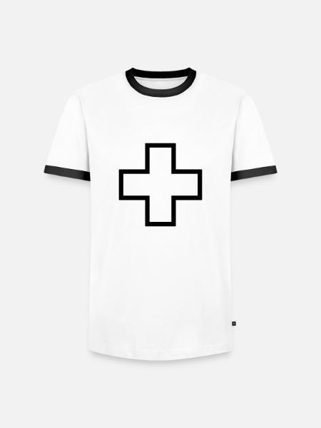 Cross Borader - Männer Kontrast-T-Shirt - Weiß/Schwarz
