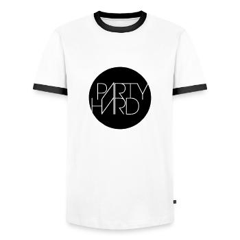 party hard - Männer Kontrast-T-Shirt - Weiß/Schwarz - Vorne - AI Model Female 172 light (172cm) & AI Model Male 178 dark (178cm)